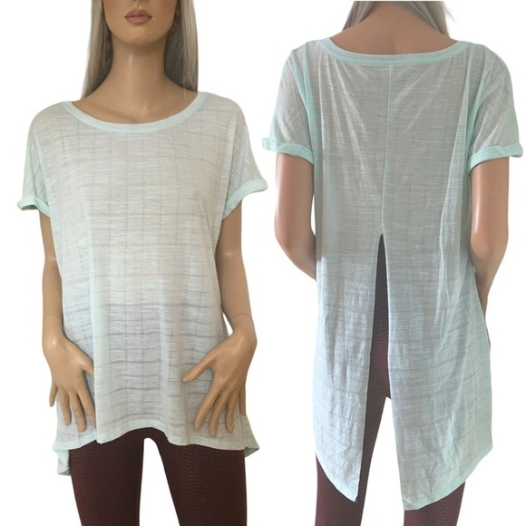 SPLENDID Aqua Rayon Blend Vented Back Fitness Top Tank Hi Low Activewear Yoga - Picture 1 of 13